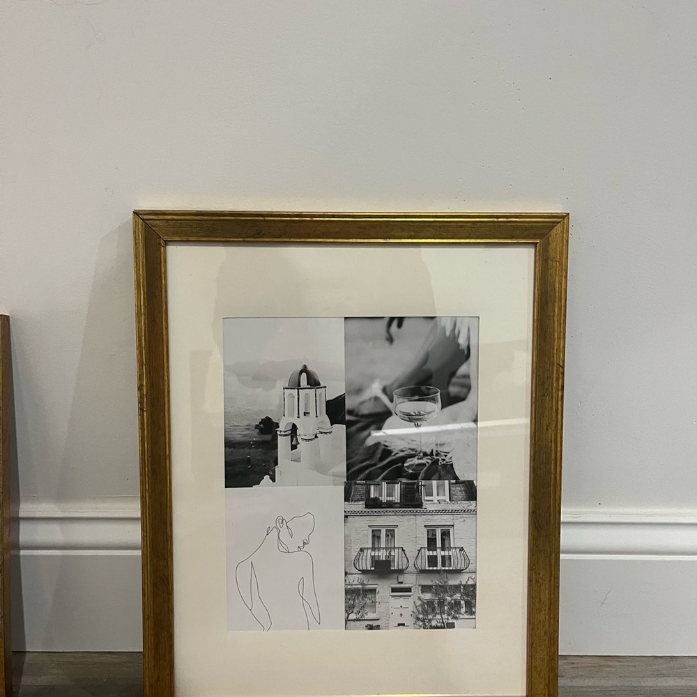 Gold Framed Art Print with Black and White Photos
